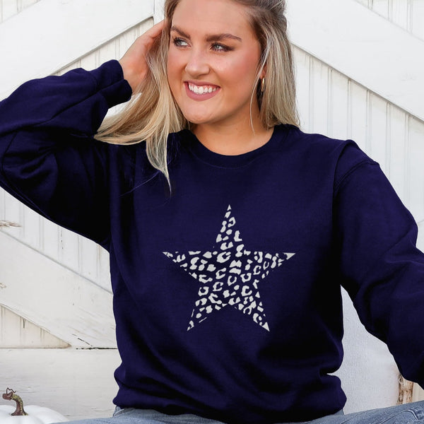 Leopard print sale star sweatshirt