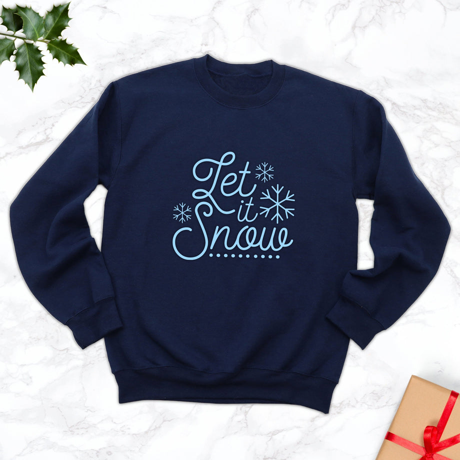 Navy Let it Snow Navy Christmas Sweatshirt Betty Bramble