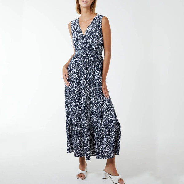 Shirred Waist Pink Spot Maxi Dress – Betty Bramble