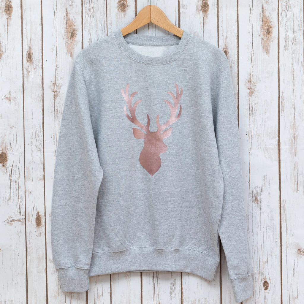 Ladies Christmas Jumper - Rose Gold Stag - Betty Bramble