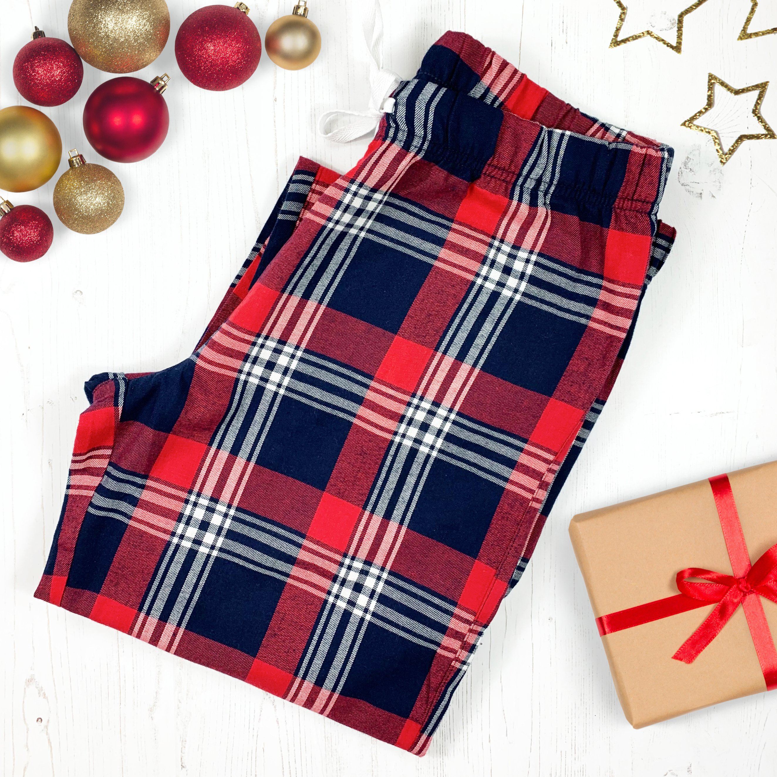 Christmas Pajama Pants Red Plaid Soft Present Gift 100% Cotton