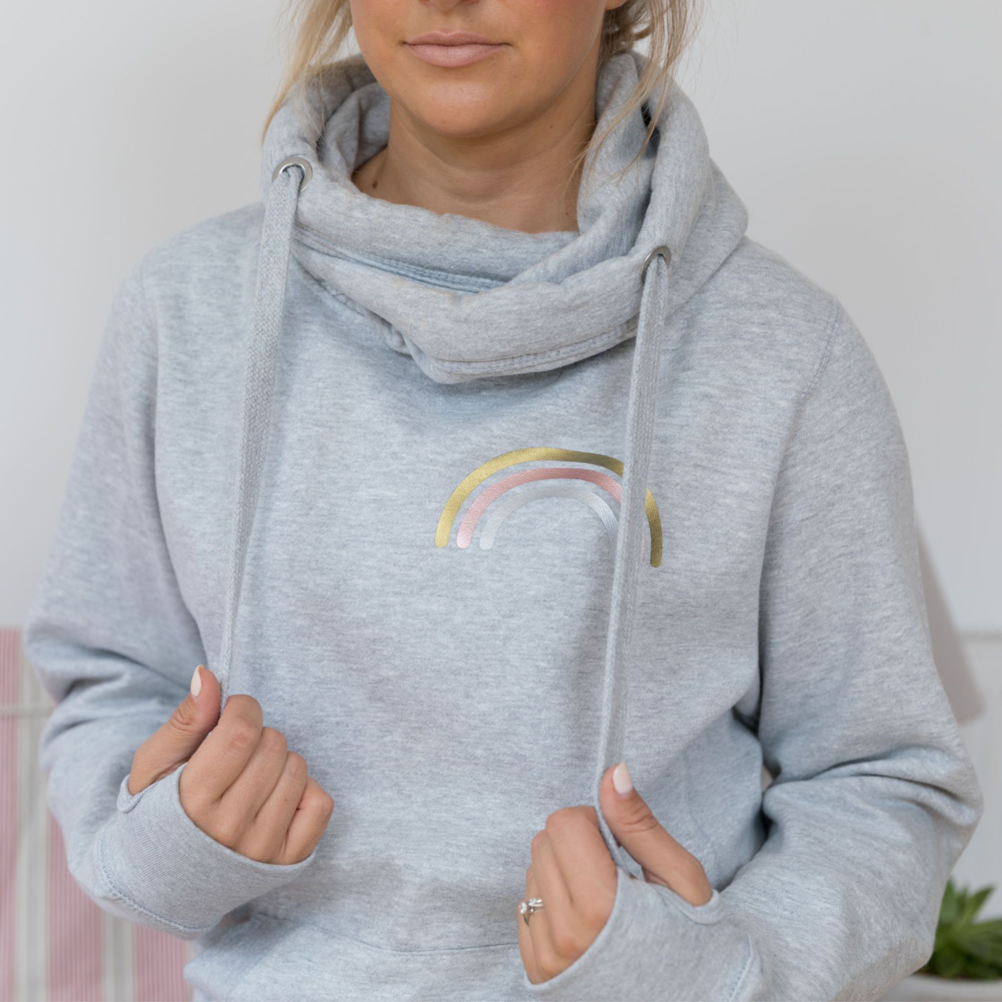 Rainbow Luxe Cowl Neck Sweatshirt - Ladies Rainbow Hoodie – Betty